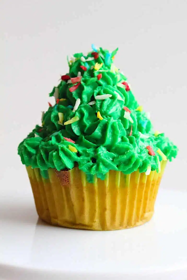 Low Carb Christmas Cupcakes with Homemade Sugar Free Keto Sprinkles