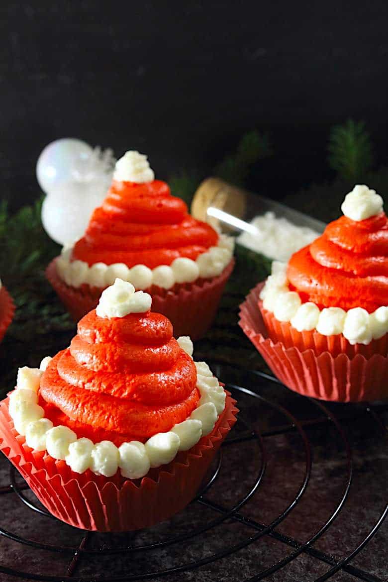 Keto Santa Hats Cupcakes