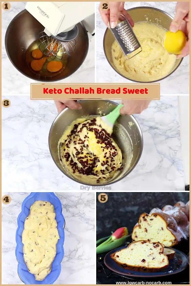 Sweet Keto Challah Bread Recipe Collage on how to make images