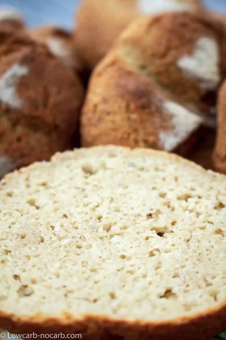 Keto Fiber Bread Rolls Recipe close up from cut out