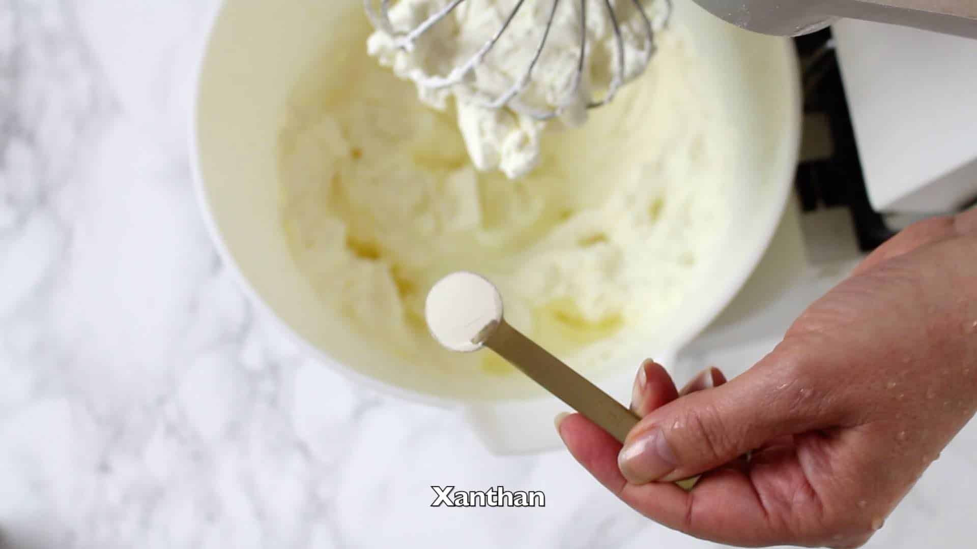 Keto Coconut Ice Cream adding xanthan