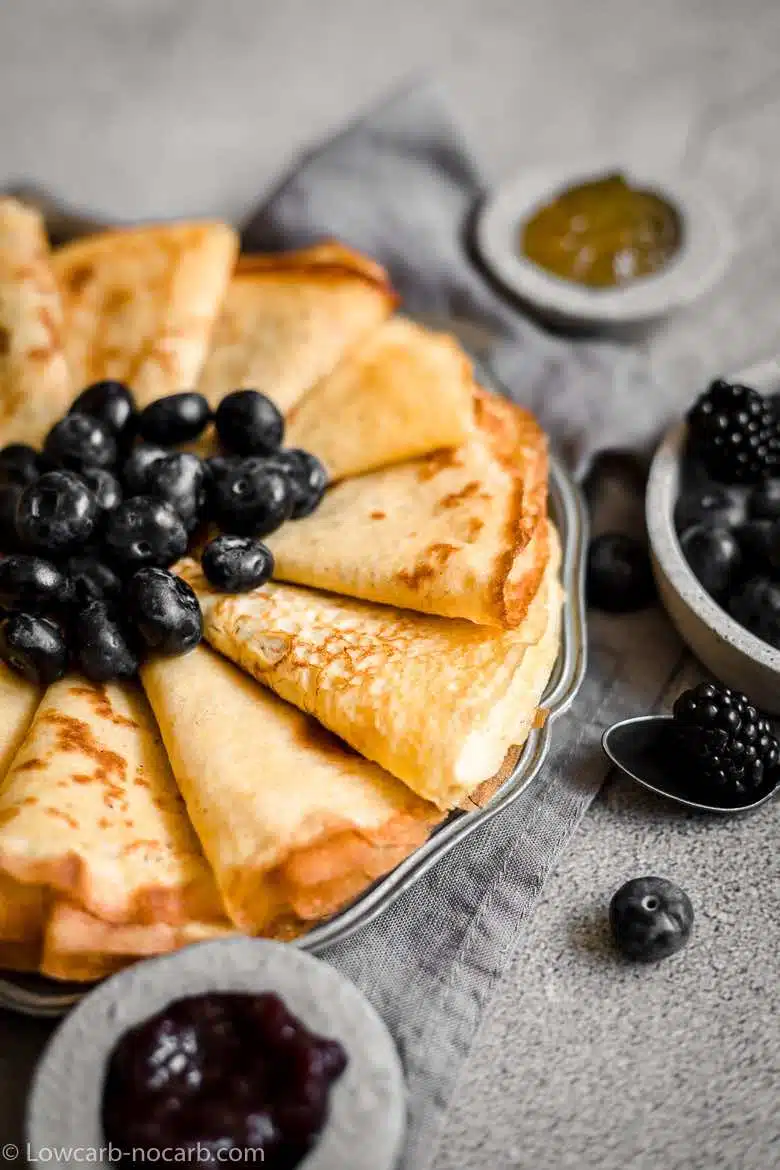 Keto Crepes with blueberries