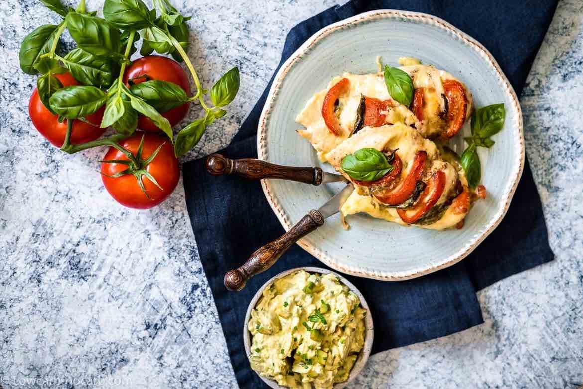 Stuffed Caprese Chicken Hasselback - Low Carb No Carb
