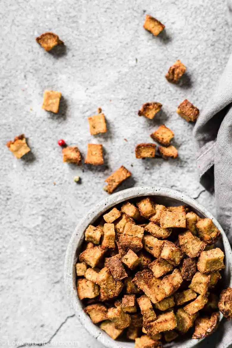 Air Fryer Low Carb Croutons in a bowl
