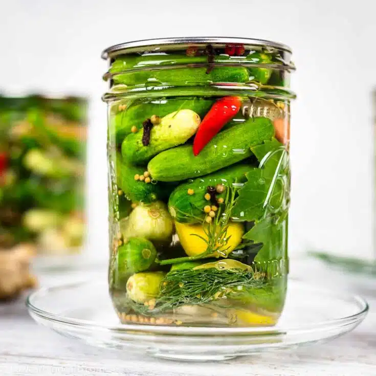 Dill Pickles in a mason jar