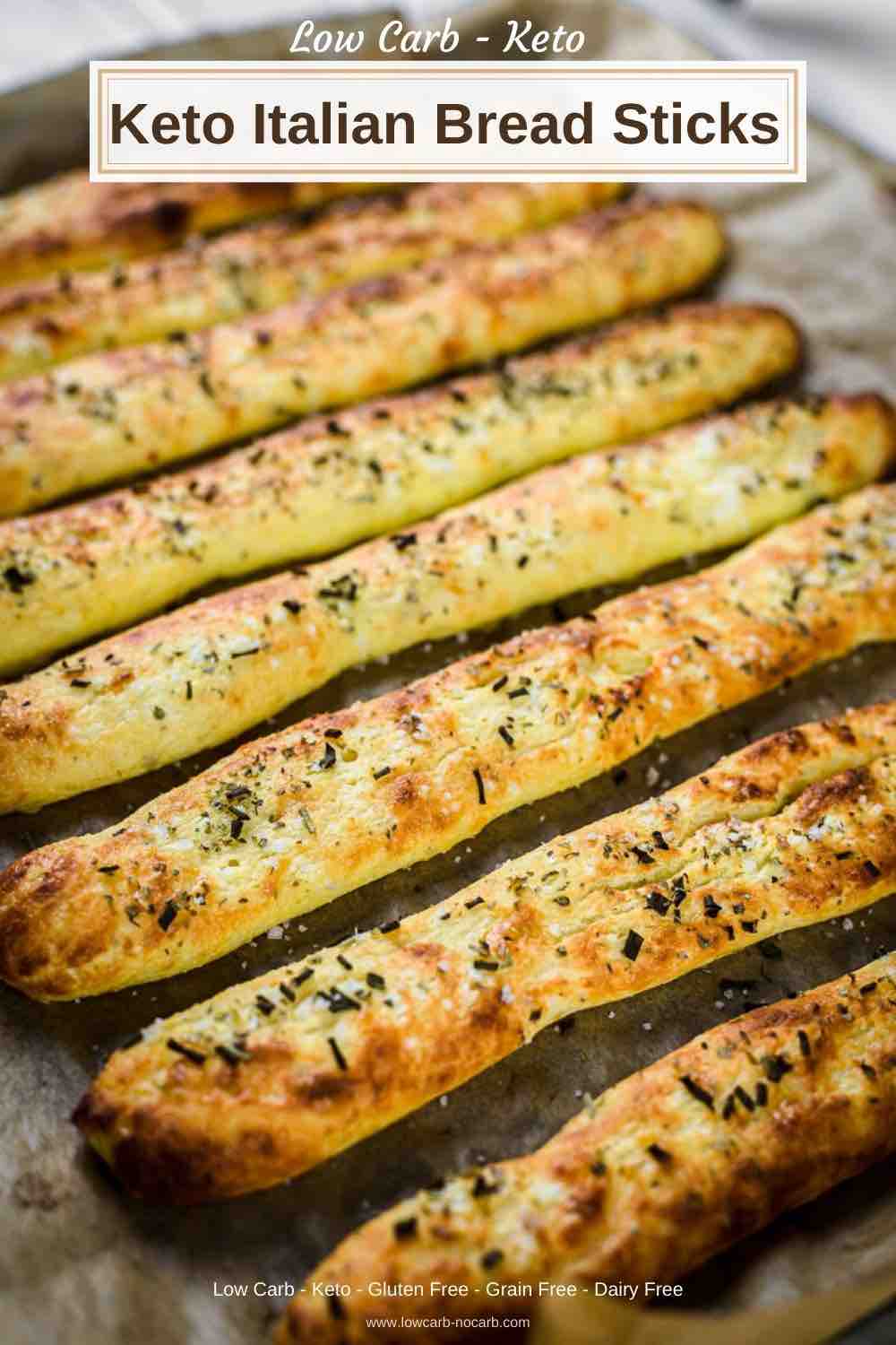 Freshly baked Keto Italian Breadsticks