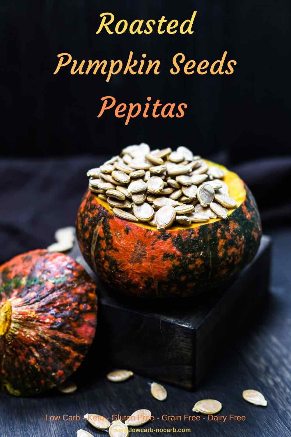 Roasted Pumpkin Seeds - Pepitas in a whole Pumpkin