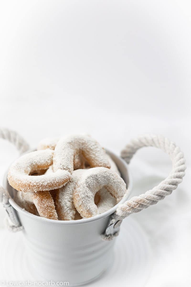 Keto Vanilla Cookies in a white bucket