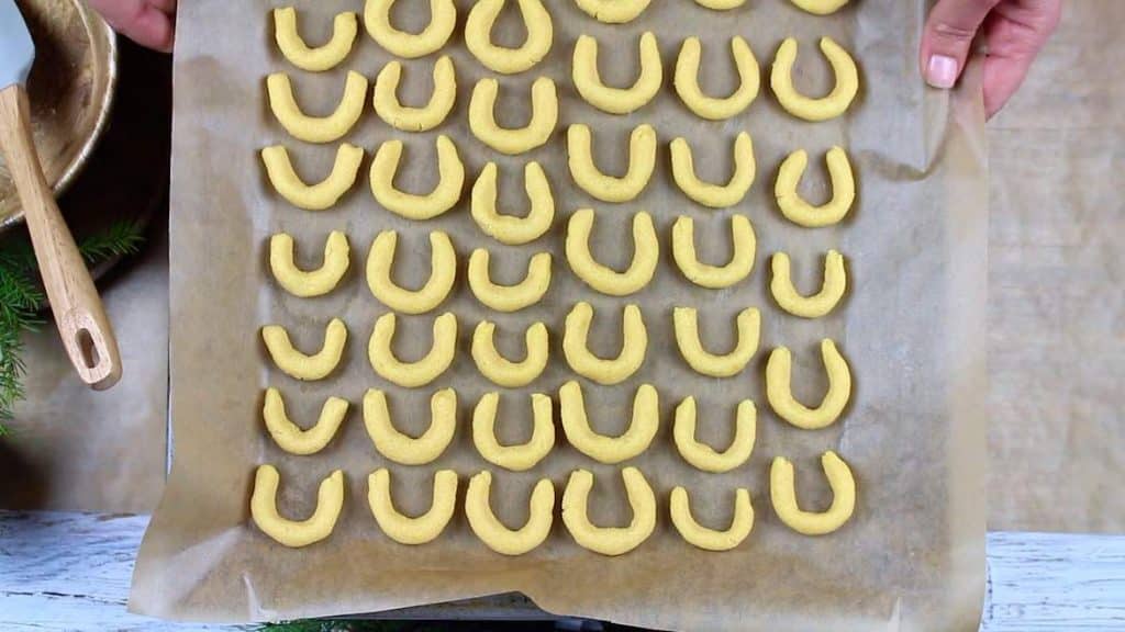 Moon shaped Keto Cookies going to oven for baking