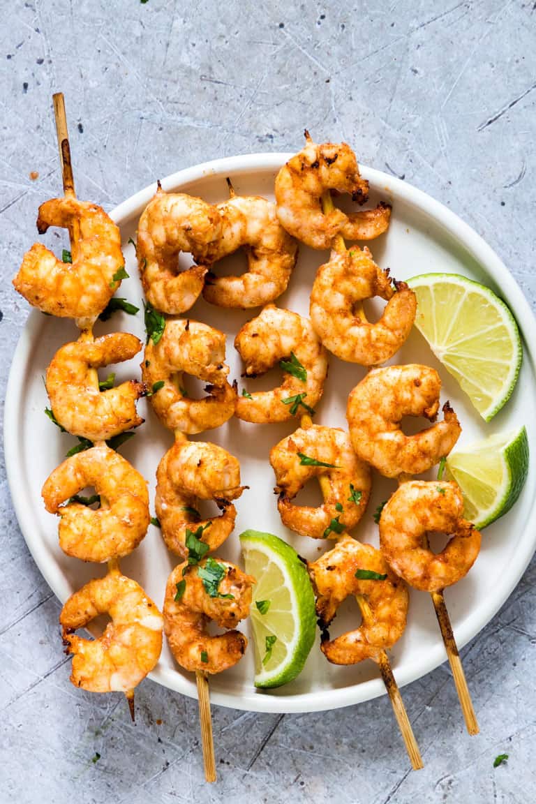Shrimps in a wooden sticks