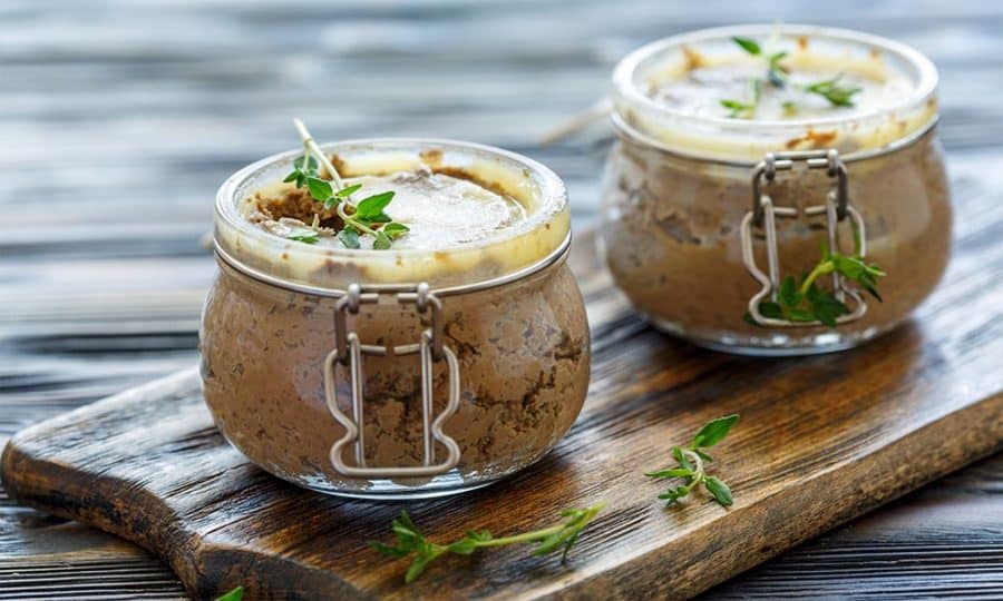 Pate served in a glass jars