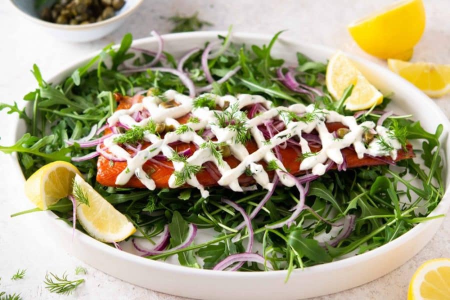 Fish on a green salad