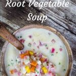 Keto Whey Soup in a wooden bowl