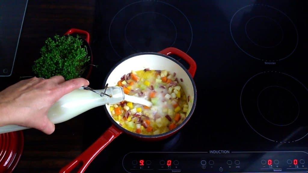 adding whey to a root vegetable soup