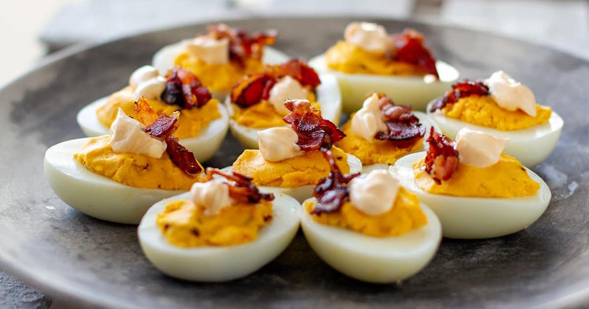 devilled eggs being served