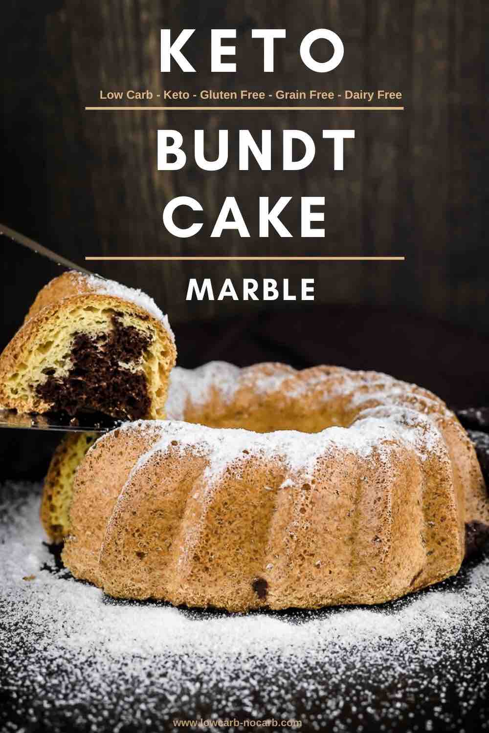 Sugar-Free Ultra Delicious Bundt Cake Cake being lift