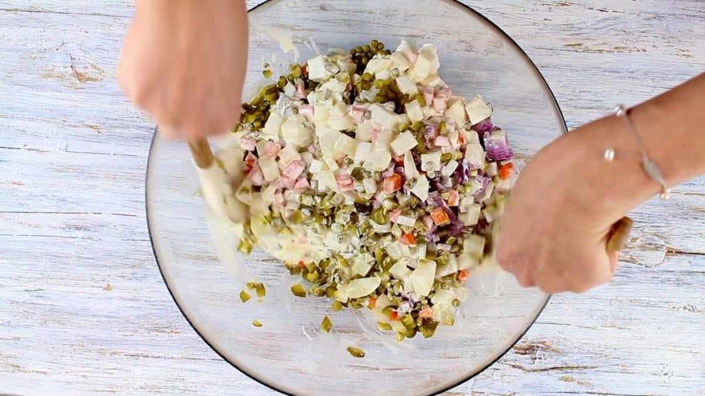 Mixing Keto Potato Salad Recipe Turnip
