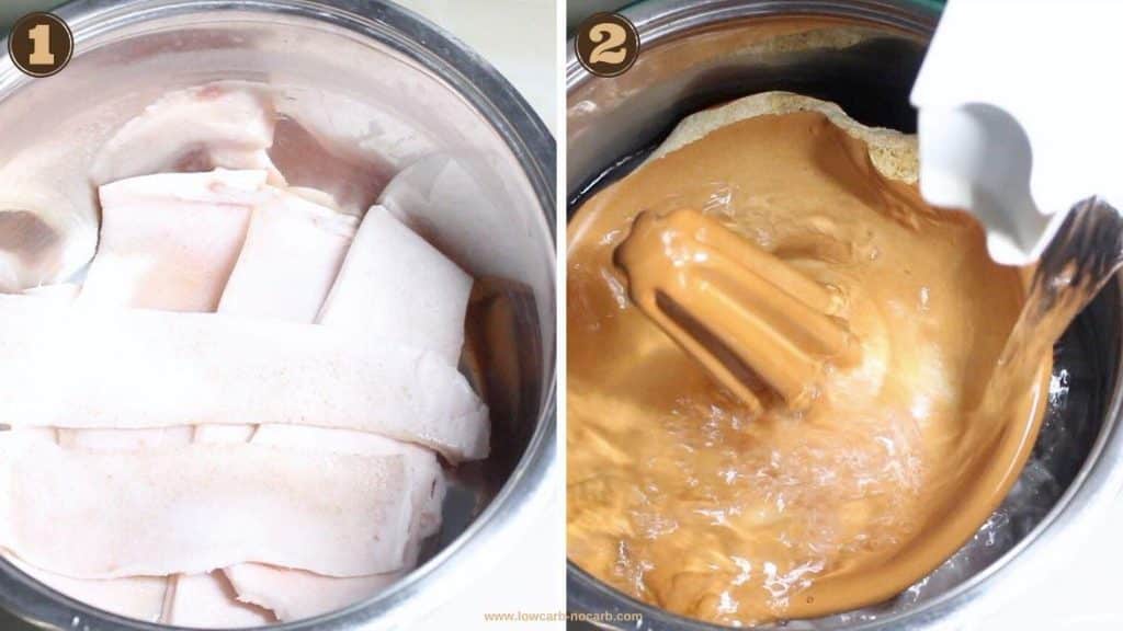 Keto Snack pork being boiled