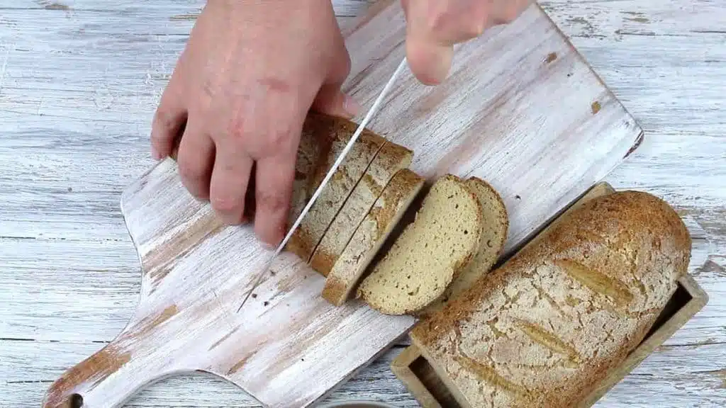 Low Carb Eggy Bread being sliced