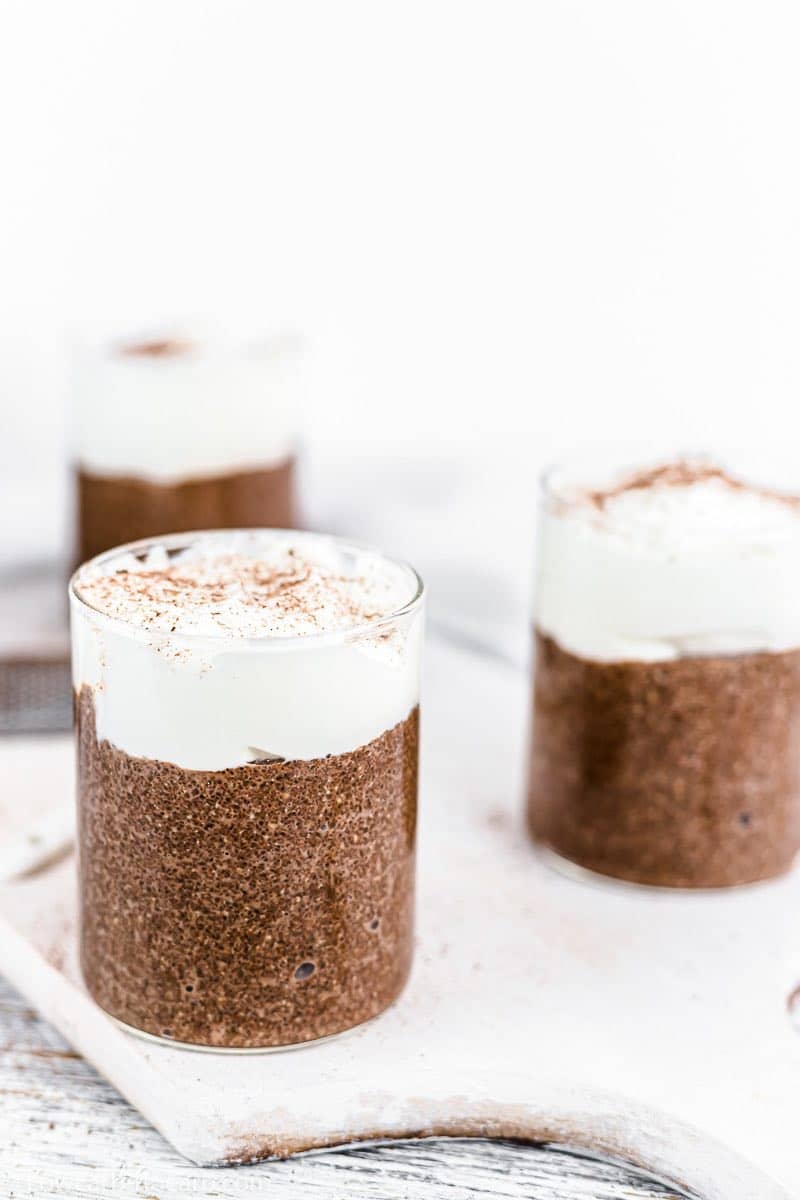 Ground Chia seeds blended with cocoa into pudding