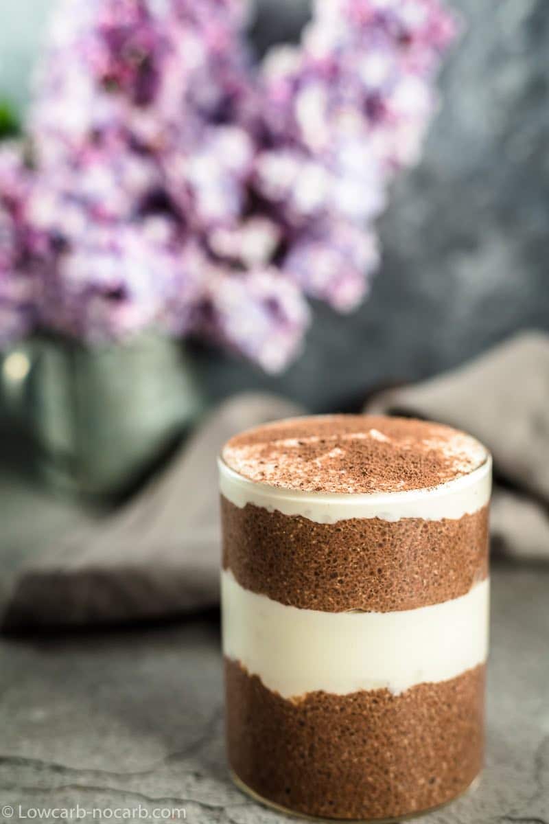 Low Carb Chocolate Pudding in layers with yogurt