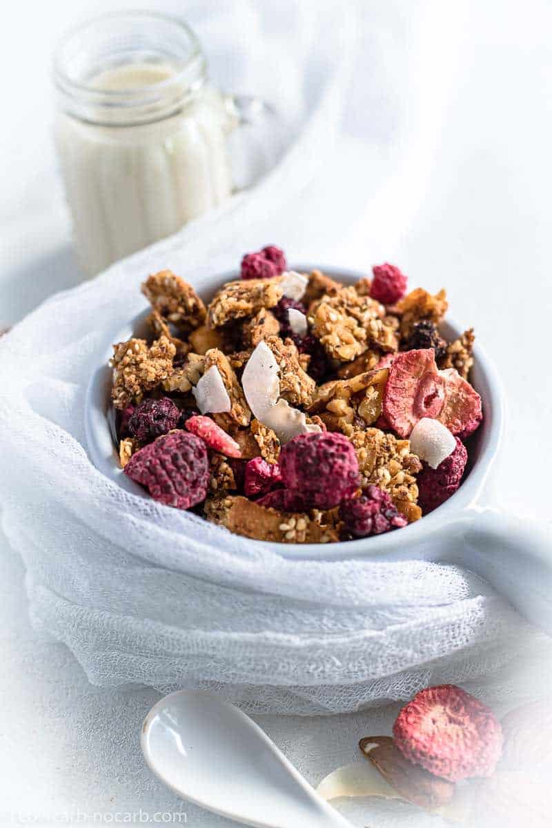 Crunchy Keto Cereal in a bowl