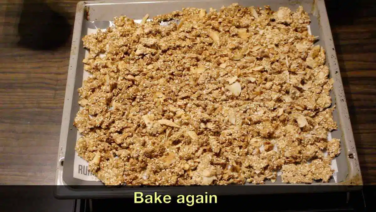 Keto Granola Recipe on a baking sheet for second bake