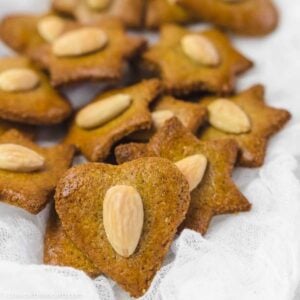 Keto Christmas Cookies with almonds as deco