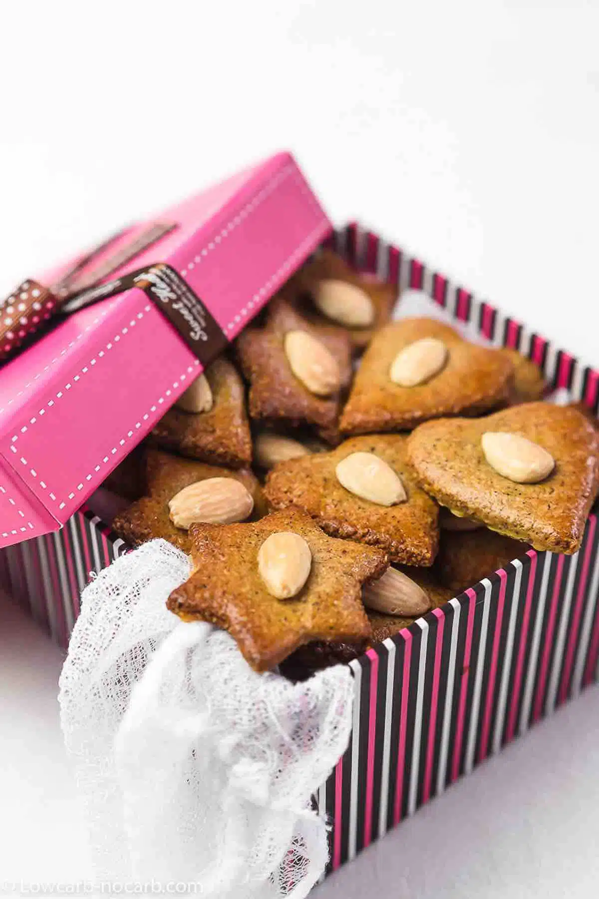 Valentines Sugar-Free Cookies in a pink box