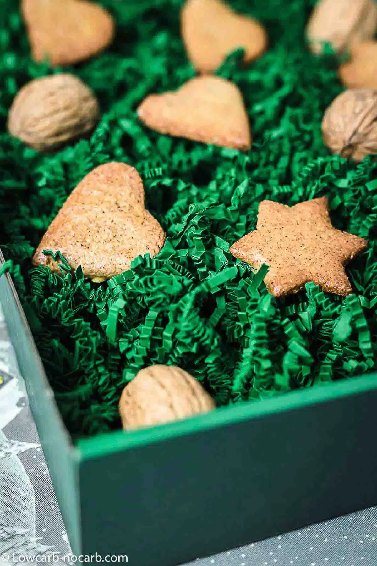 Keto Cookies in a green Christmas Box