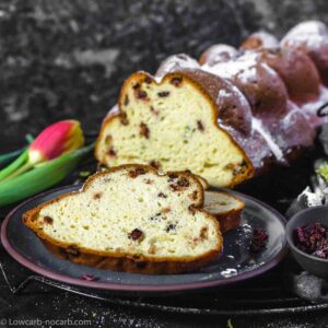 Keto Breakfast Challah Bread cut on a plate