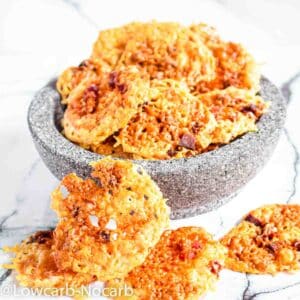 Cheese Bacon Chips in a Grey bowl