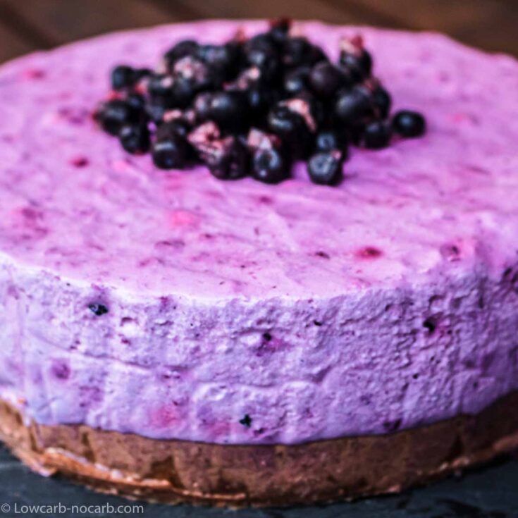 Keto Cheesecake no bake with blueberries to color