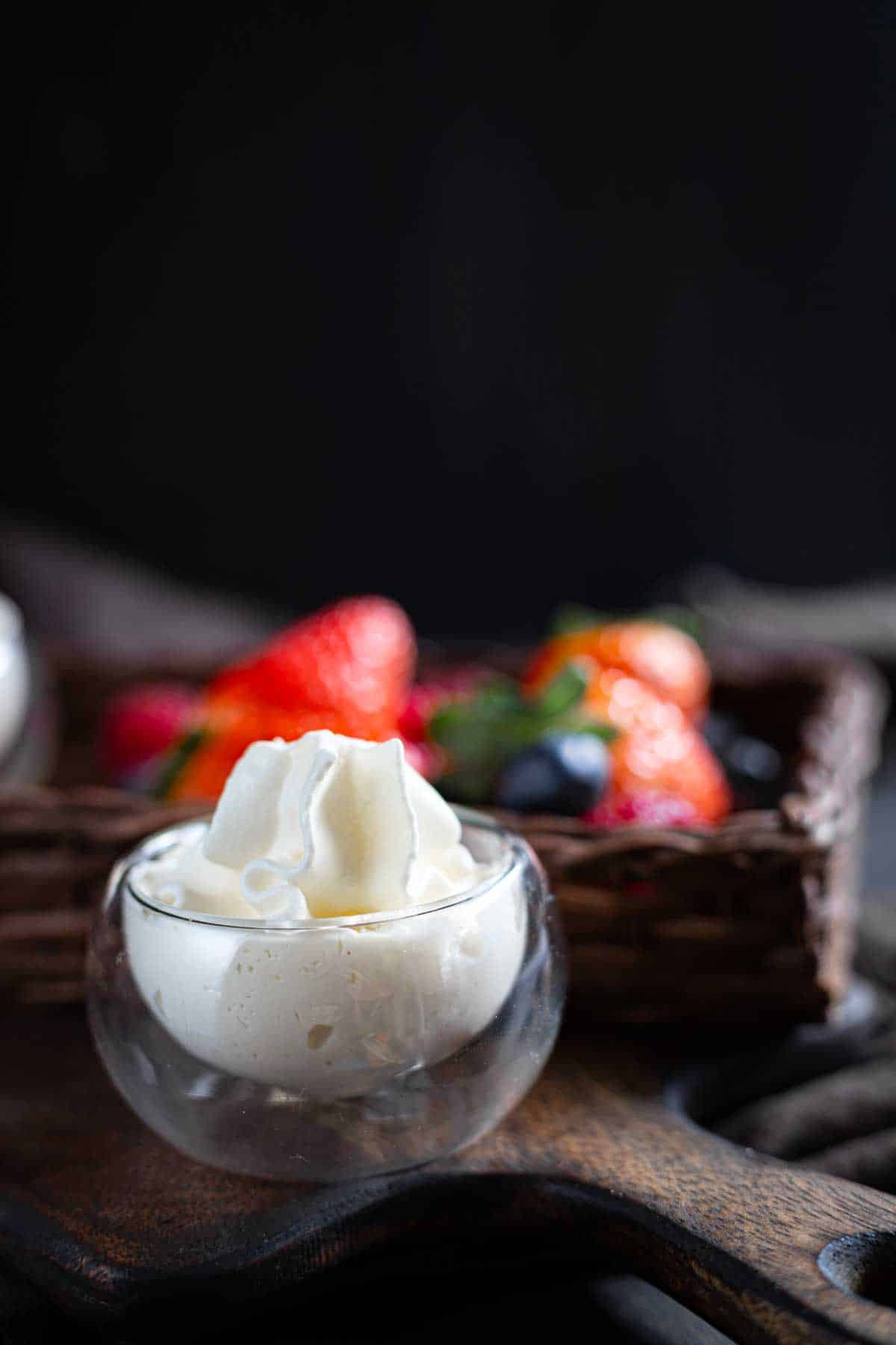 Keto Whipped Cream Recipe in a small glass bowl