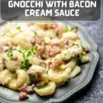 Keto Gnocchi Cream Sauce in a grey plate