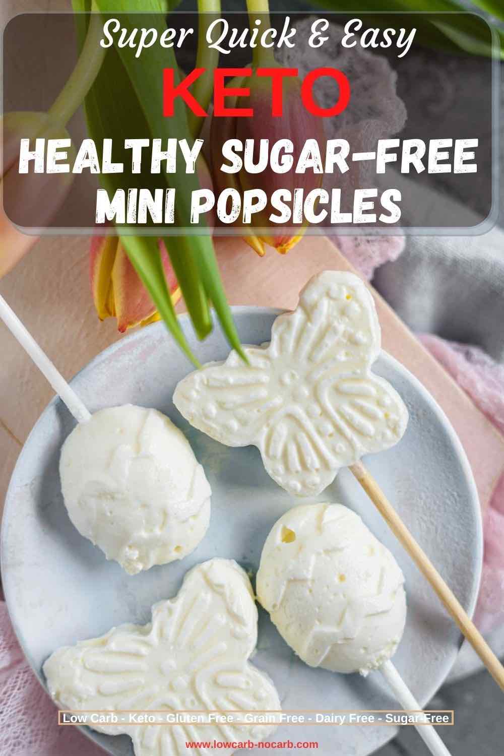 Homemade Sugar Free Ice Pops on a blue mini plate