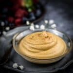 No Bake Keto Peanut Butter Mousse on a silver plate