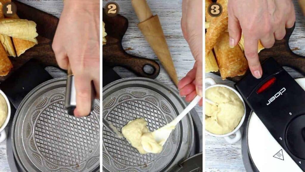 Ice Cream Cones Waffle using pizzelle iron