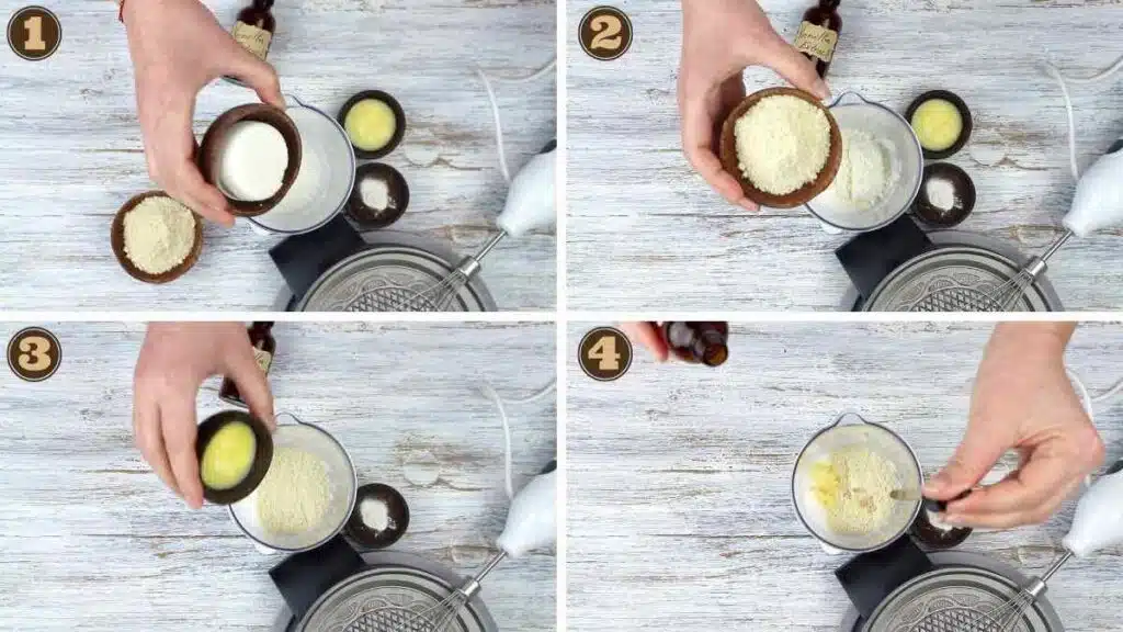 Low Carb Ice Cream Sugar Cones mixing all ingredients together