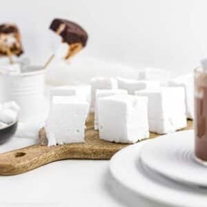 Sugar-Free Marshmallows on a wooden board