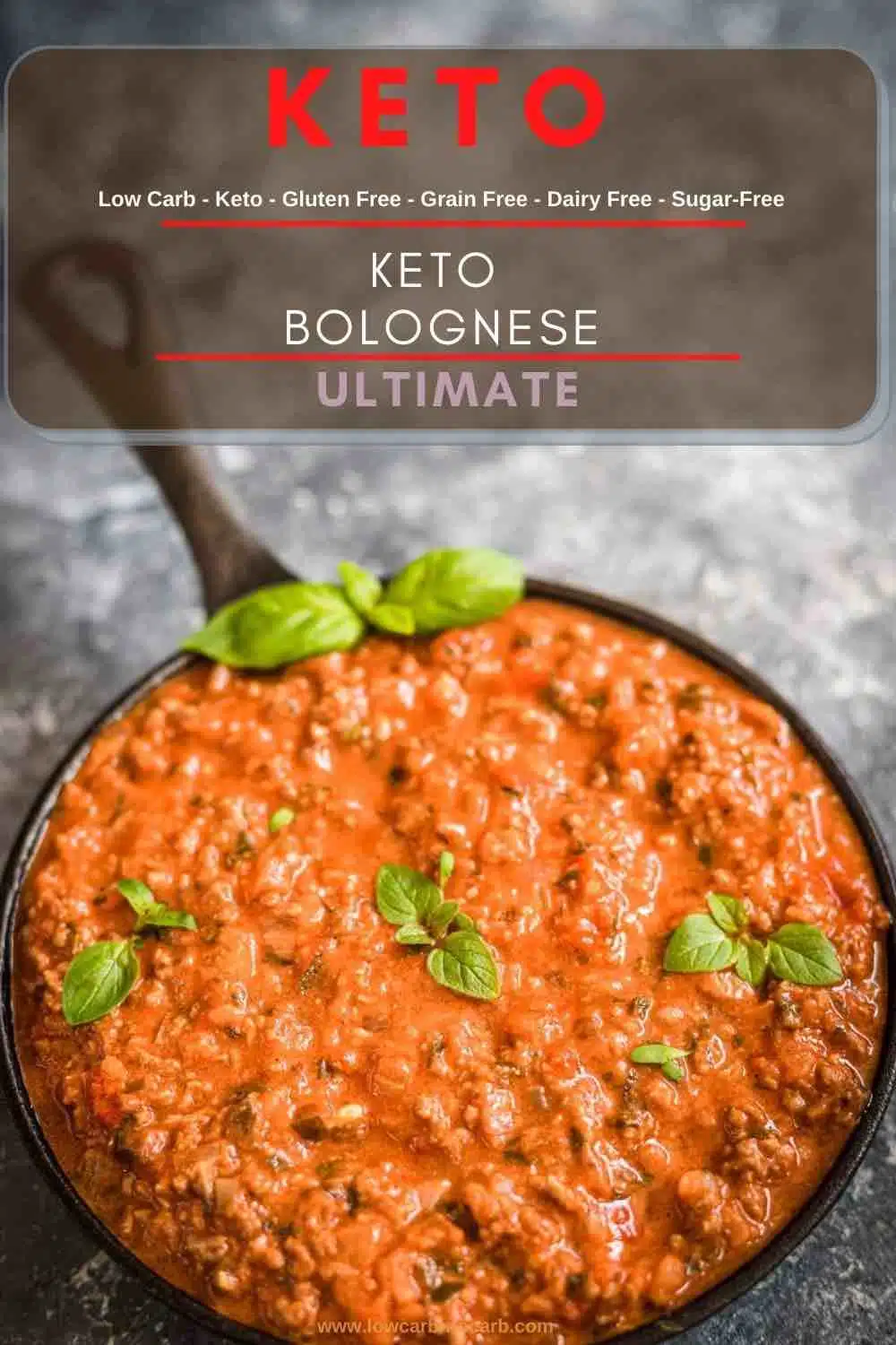 Homemade Healthy Bolognese Sauce ready to serve in a dark baking dish