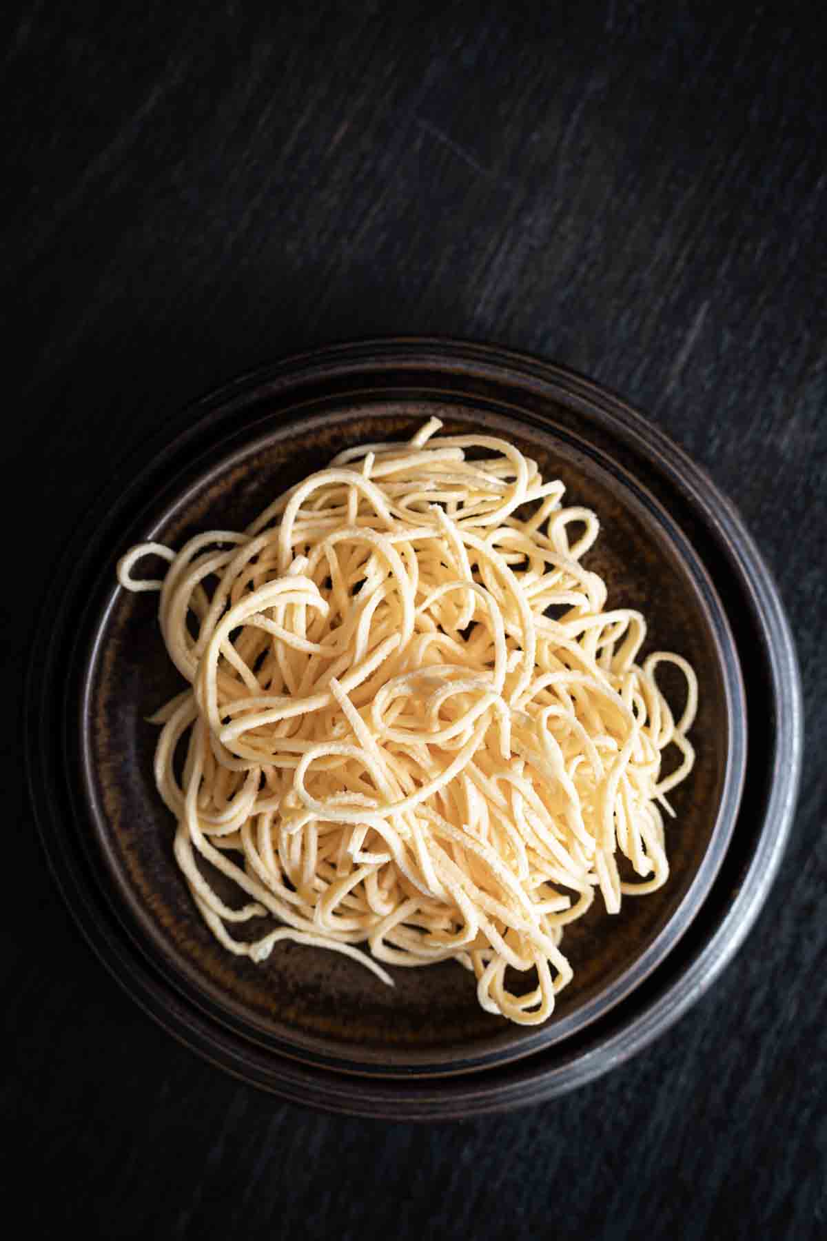Keto Pasta Noodles on a brown plate