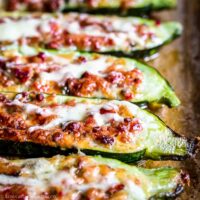 Zucchini Boats filled with Bacon and Cheese
