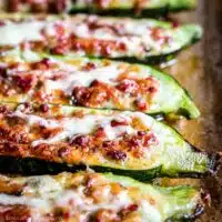 Zucchini Boats filled with Bacon and Cheese