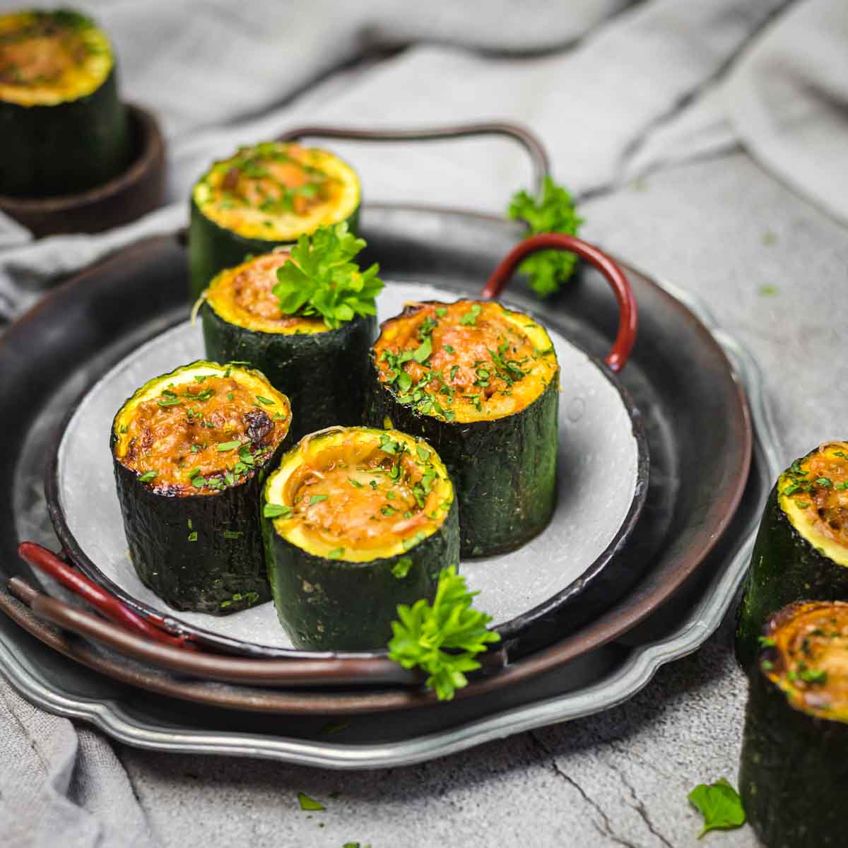 Keto Stuffed Zucchini Cups served as a party food