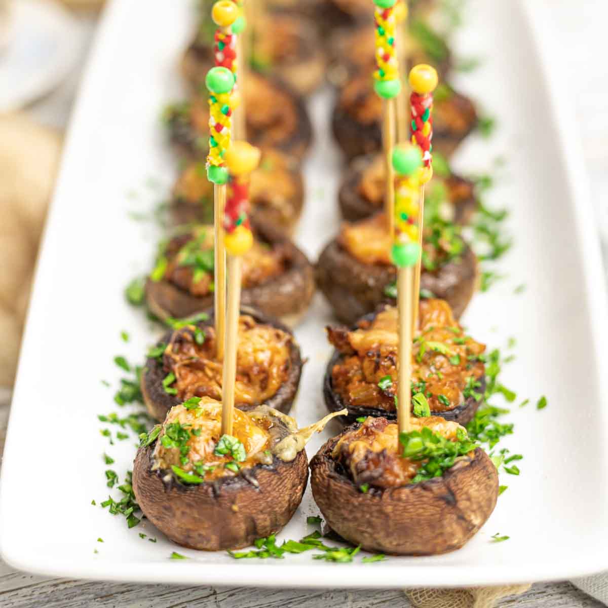 Keto Party Stuffed Mushrooms snack on a plate