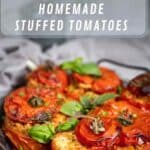 Ground Beef Stuffed Tomatoes Recipe served in a round plate