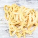 Oat Fiber Keto Pasta Noodles on a white wooden board