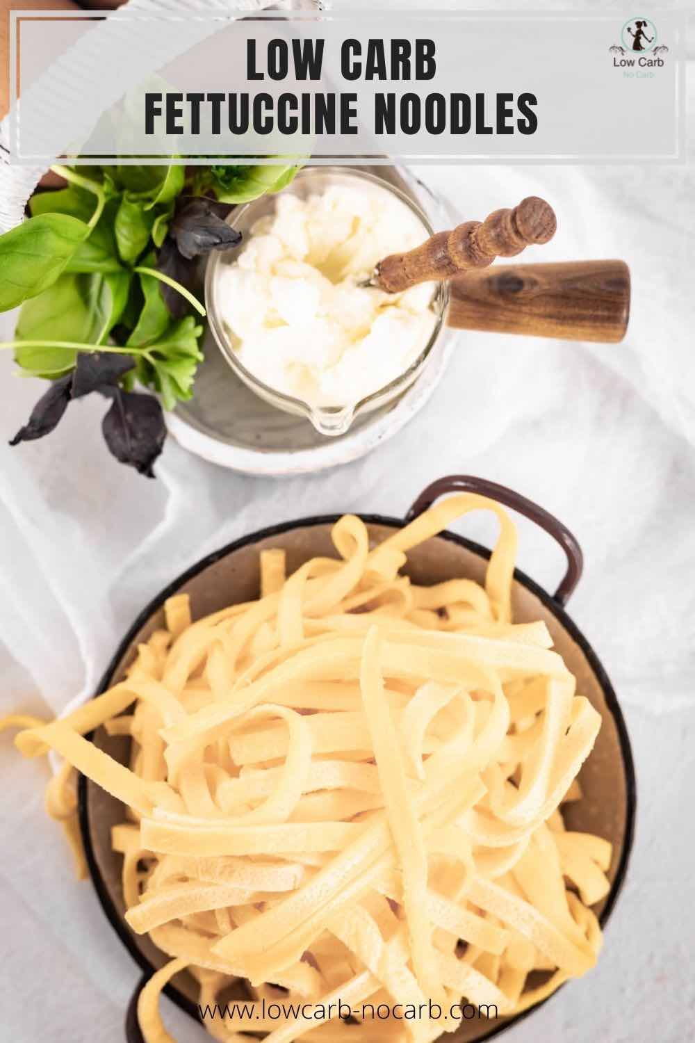 Low Carb Fettuccine Pasta served with cream cheese
