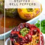 Keto Bolognese Stuffed Peppers baked in a small dish